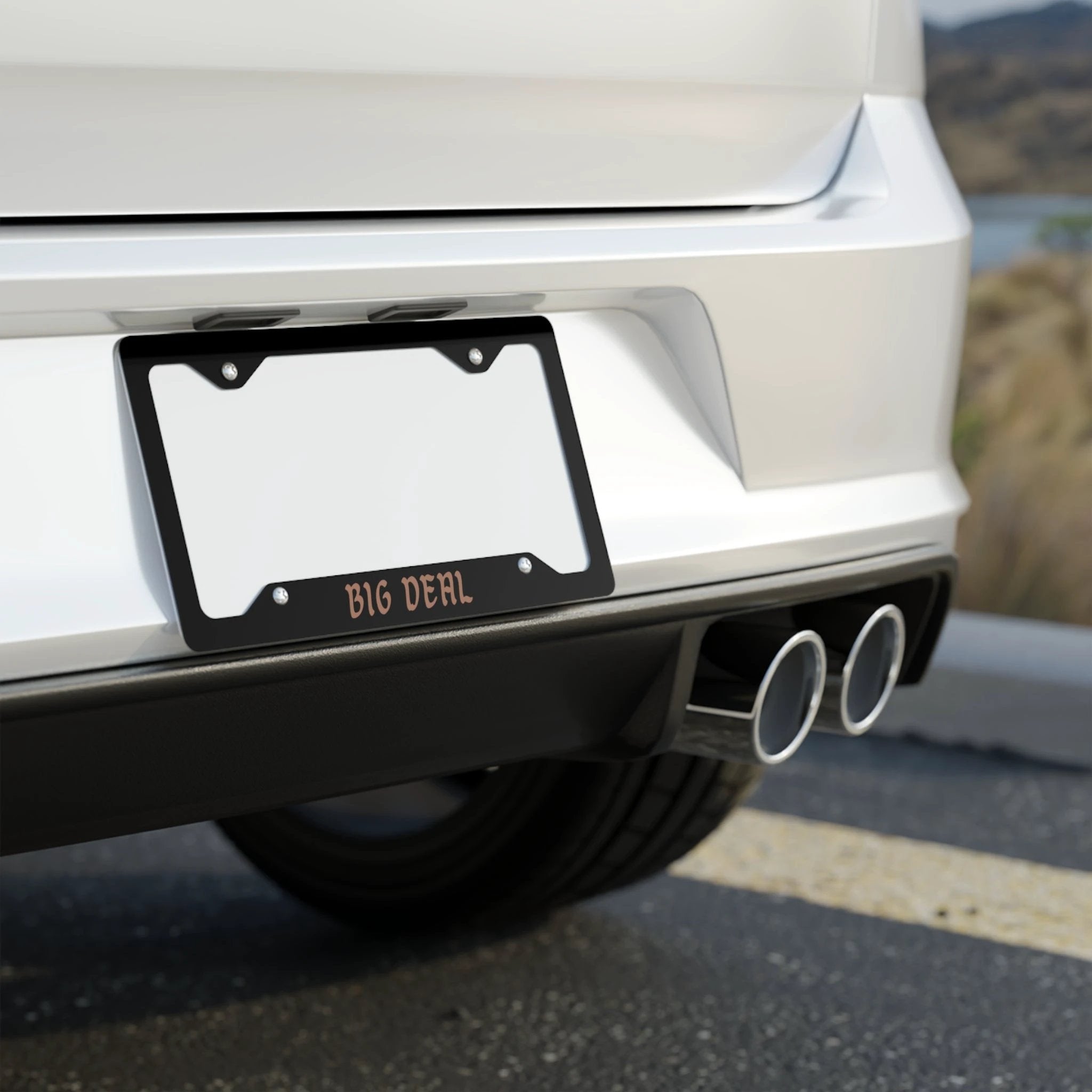Personalized Metal License Plate Frame - 'BIG DEAL' Design - Custom Car Accessory