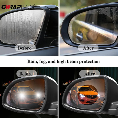 2/4pcs Car Rearview Mirror Film Side Window Rainproof Clear Film Anti Fog Window Mirror Protective Sticker for Car Accessories